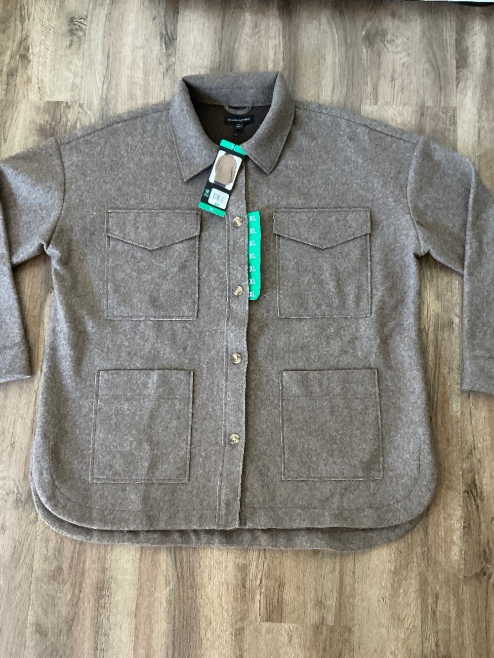 Banana Republic Women’s XL Oversized Shacket Shirt Jacket 4 Pocket Button Coat